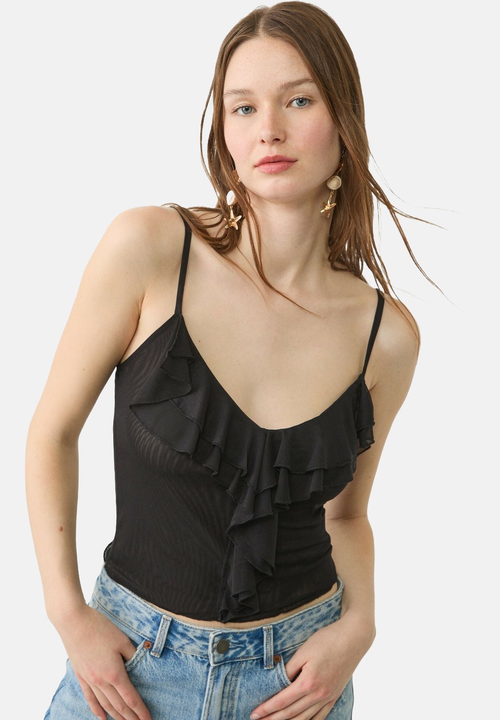 

Топ RUFFLED Stradivarius, черный