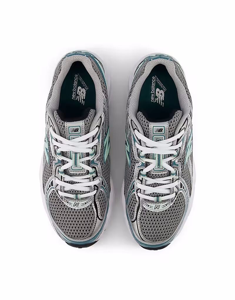 Кроссовки New Balance 740 в серебристом металлическом и бирюзовом цветах — фото 4