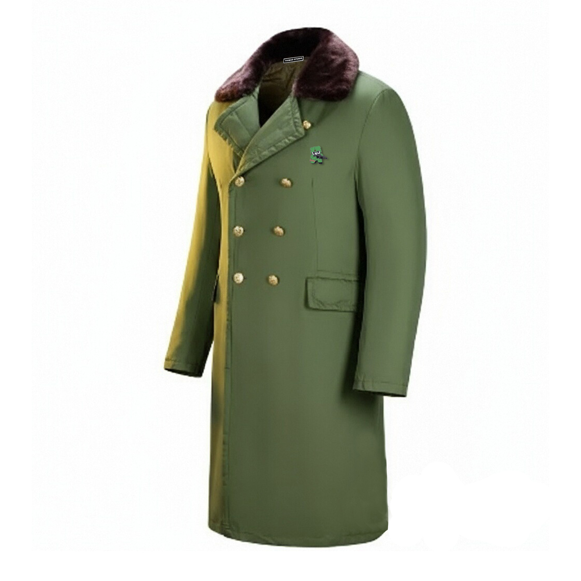 

Пальто Unisex с меховым воротником, утепленное и с флисовой подкладкой, прямой крой VanCamel, army зеленый[fleece-lined]