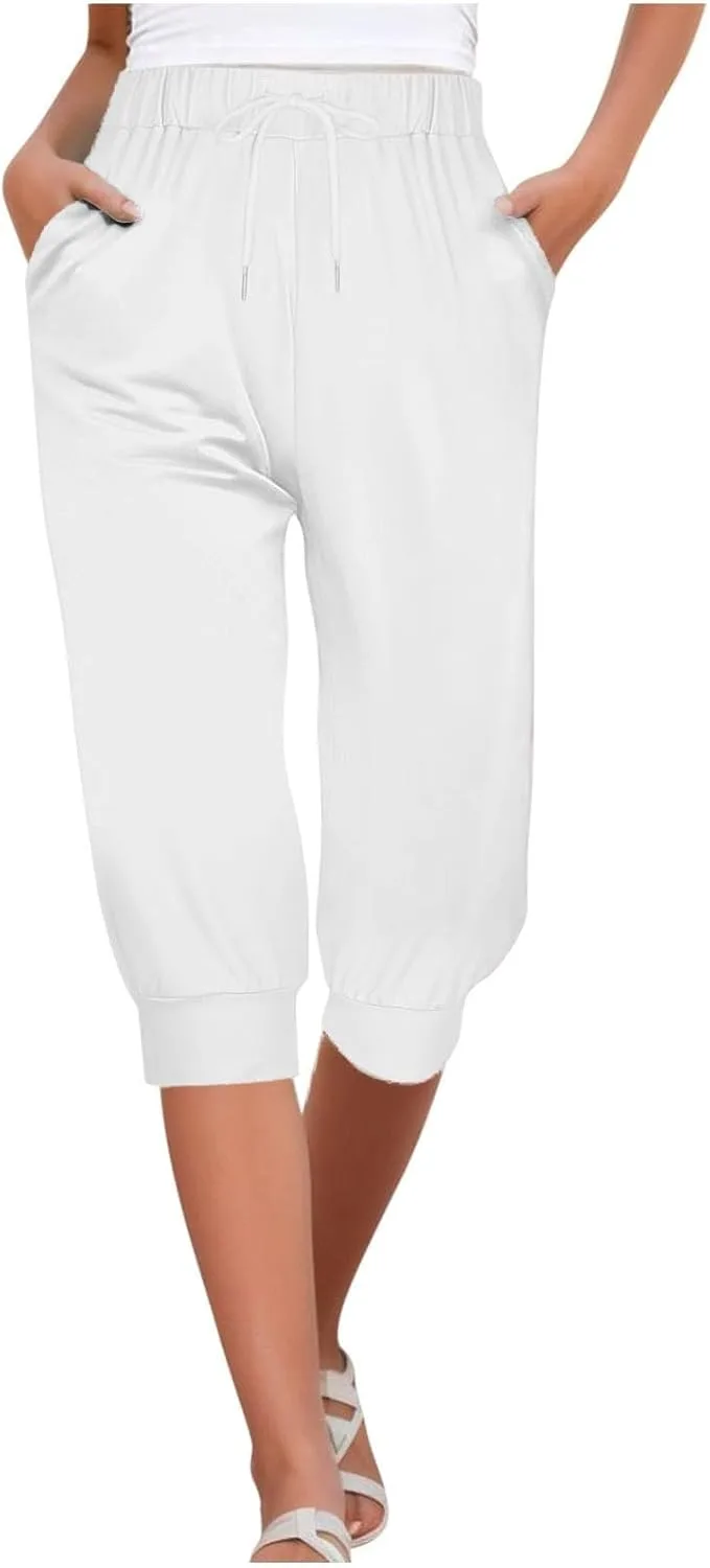 

GOKKILRW женские капри с эластичной талией и шнурком