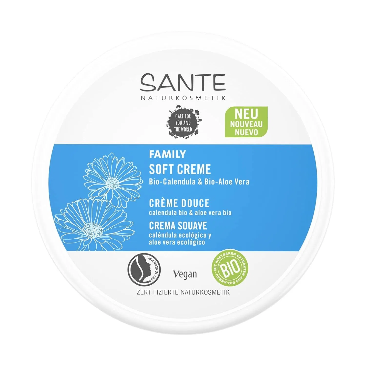 Крем для лица Sante Naturkosmetik — Тела и рук Family Soft Cream с календулой и алоэ вера , Organic Calendula & Organic Aloe, 150 мл