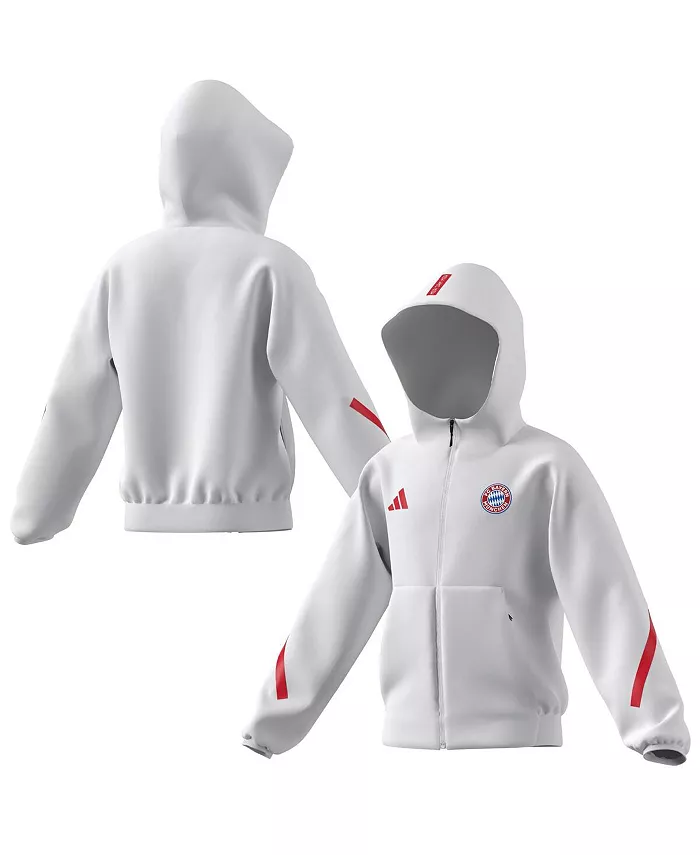 

Белая футбольная куртка Bayern Munich 2025/26 Anthem с молнией для старших мальчиков и девочек adidas