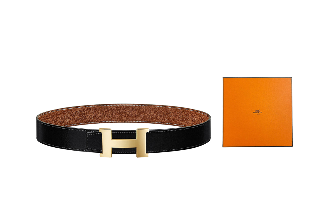 

Ремень кожаный Constance черный коричневый коробка HERMES