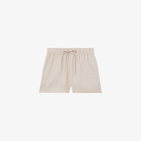 

Шорты Willow из смесового льна с эластичным поясом и свободным кроем Reiss, бежевый