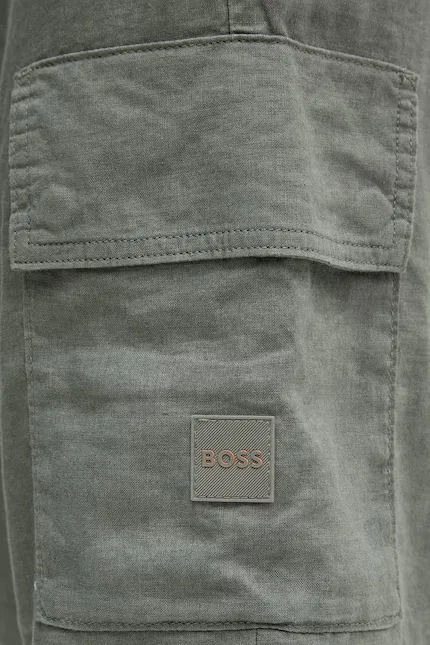 Шорты карго из льна BOSS Orange, серый — фото 4