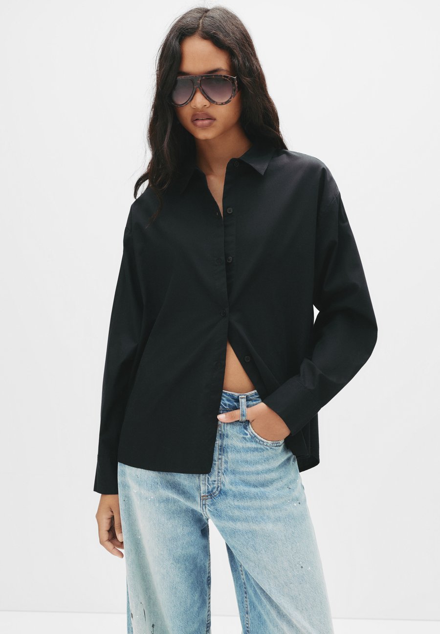

Блуза PULL&BEAR Button-down blouse, Black