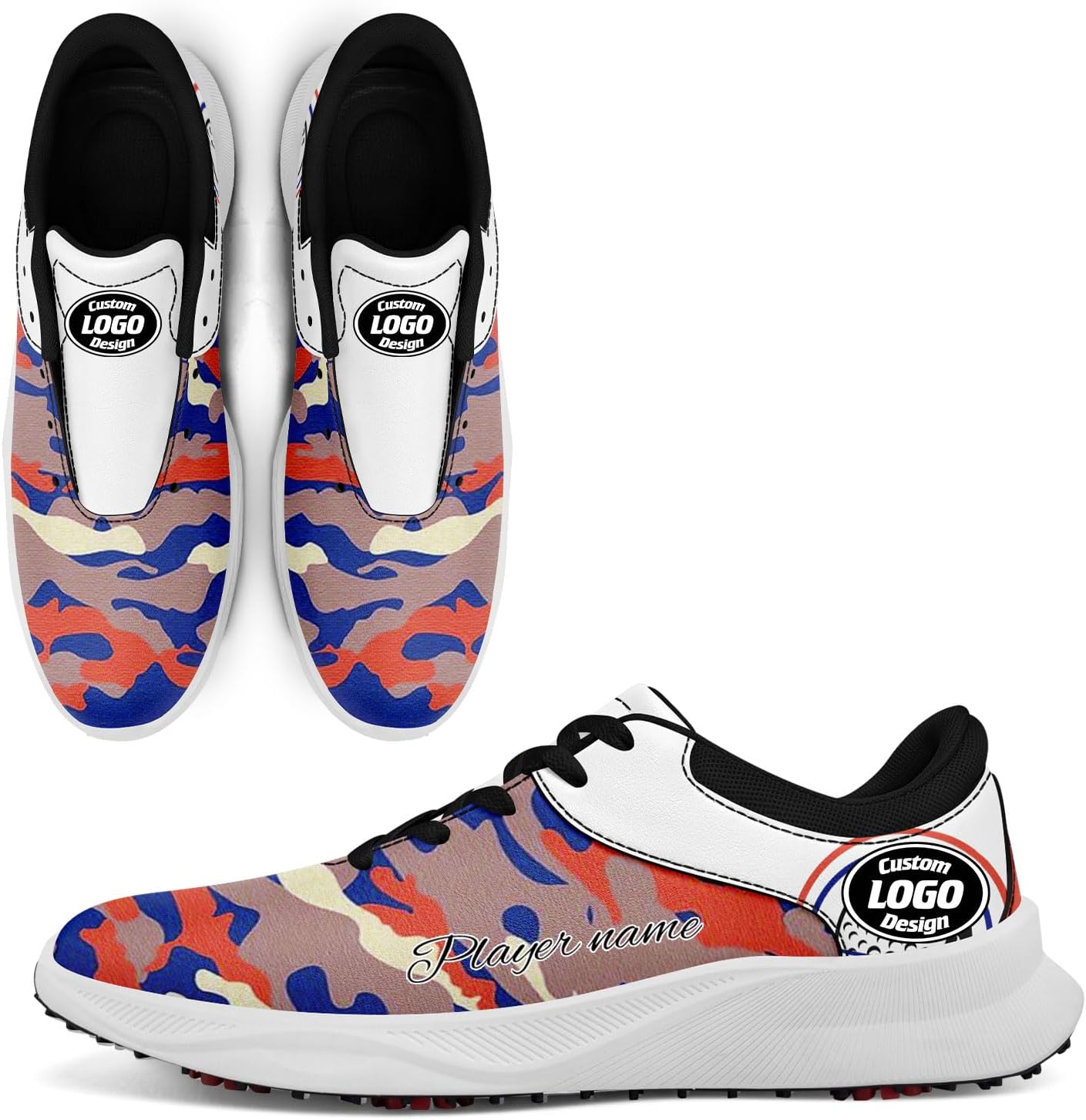 

Стильные кроссовки для гольфа с граффити для мужчин и женщин, камуфляжная расцветка, без шипов, вентилируемая подошва, возможность персонализации логотипом или именем, для занятий спортом на траве Coolcustomize, белый/черный/красный/розовый/беже...