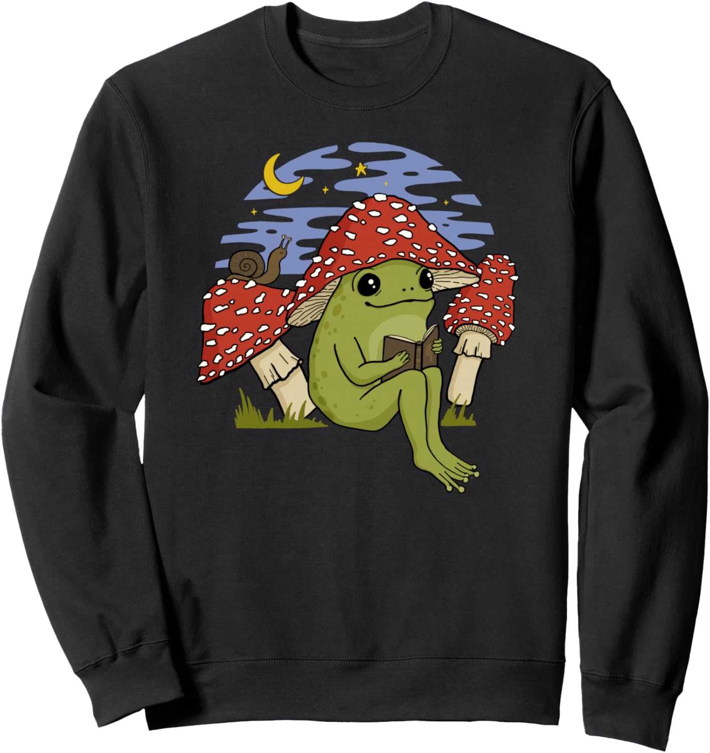 

Толстовка в стиле коттеджкор, гоблинкор, для любителей книг Goblincore & Cottagecore Aesthetic Frogs, черный