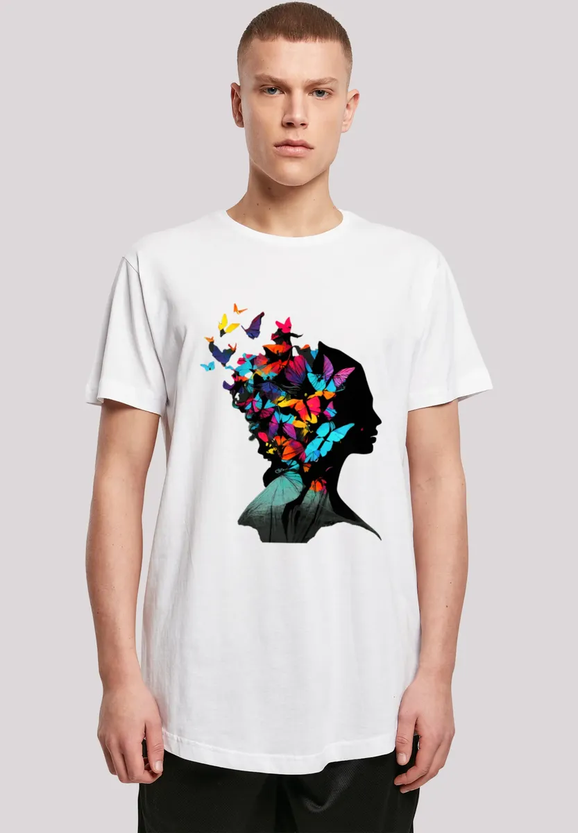 

F4NT4STIC Футболка "Butterfly Silhouette LONG TEE", принт, белый
