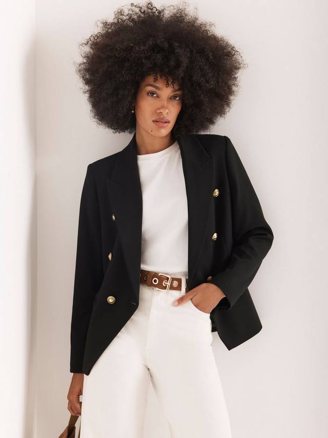 

Военный двубортный блейзер с пуговицами Mint Velvet, Black
