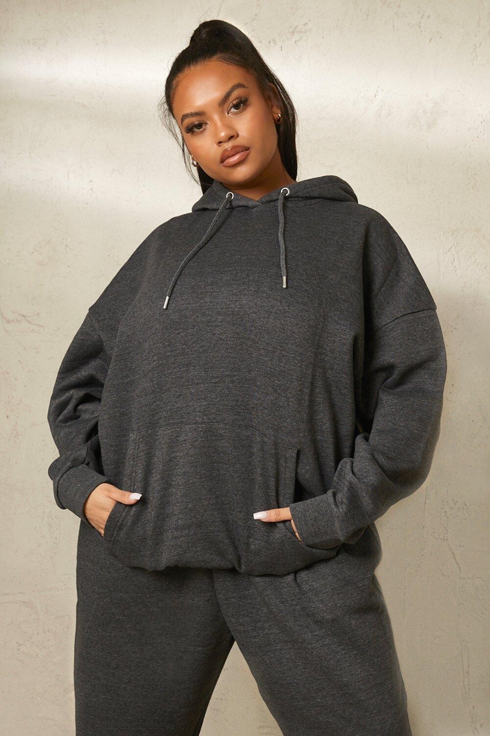 

Худи оверсайз recycled plus basic Boohoo, угольный