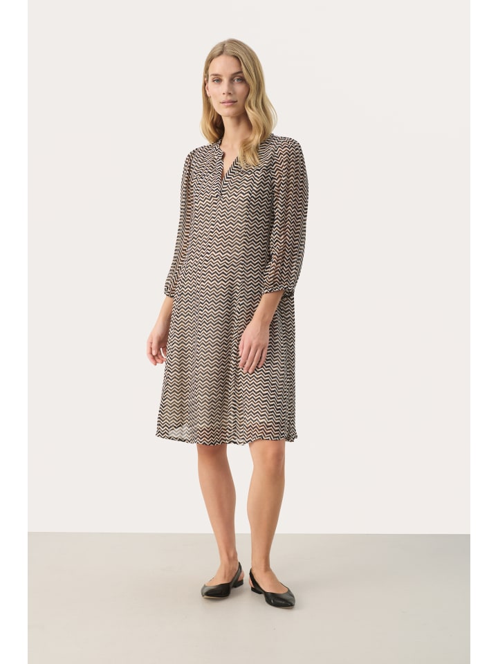 

Платье BotellePW, прямого кроя, маленького размера, черное, с зигзагообразным принтом PART TWO