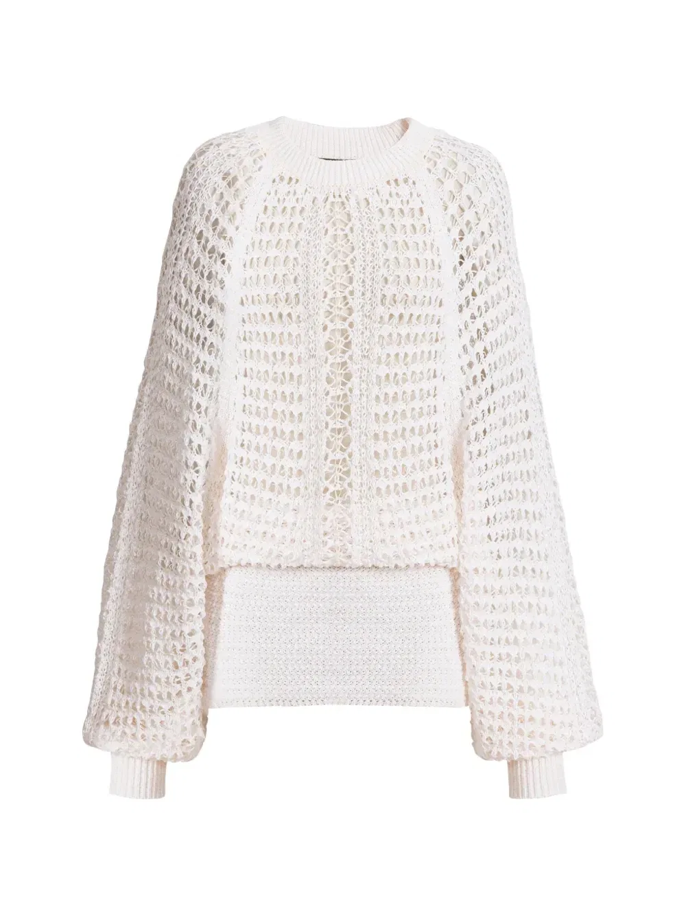 Короткое кружевное платье, вязанное крючком BALMAIN, бежевый