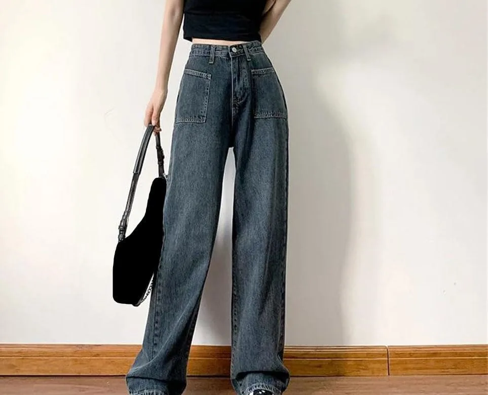 Женские джинсы Wide Leg весна-осень Slim High Waist Straight Denim Pants уличный стиль Casual Generic, 14 — фото 3