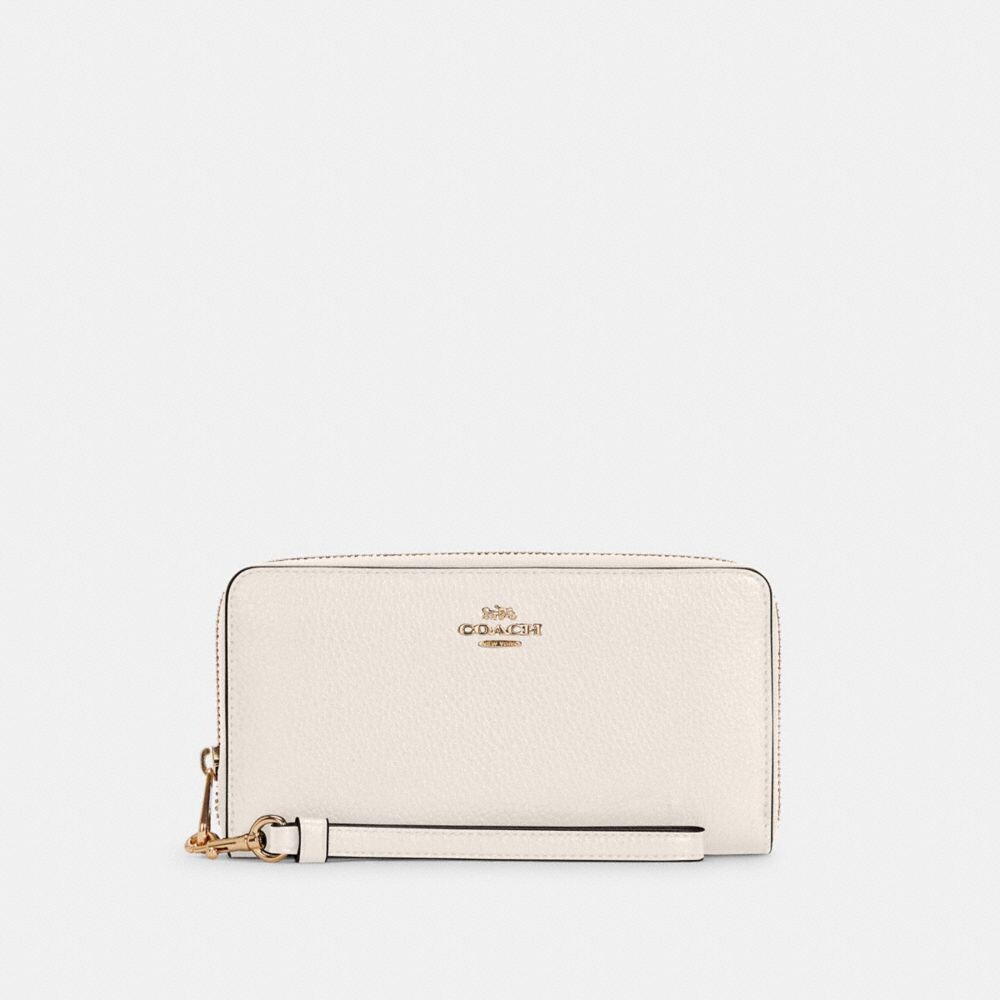 

Большой кошелек COACH Long Zip Around, золотой/шелковый