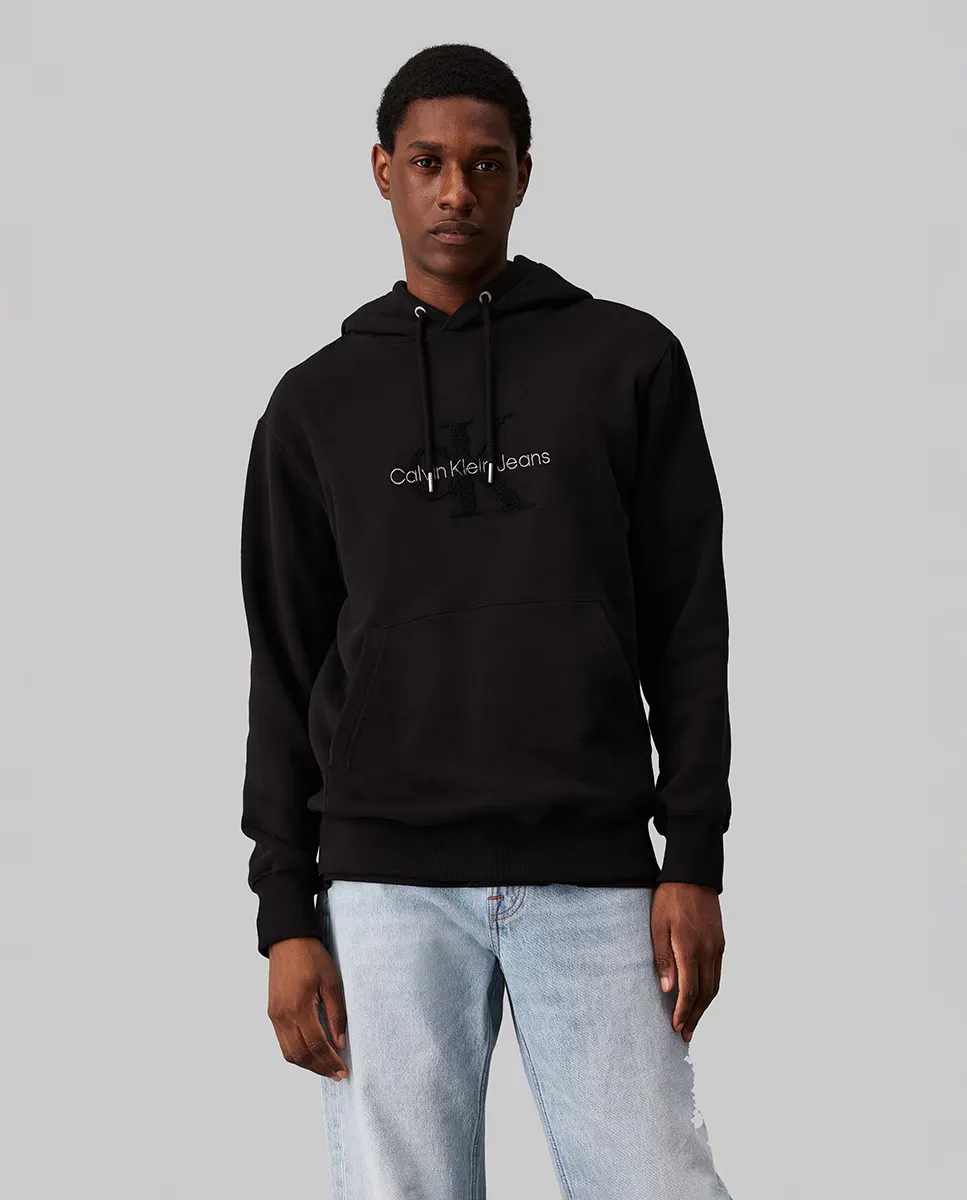 

Мужская толстовка с капюшоном и монограммой Calvin Klein Jeans, черный