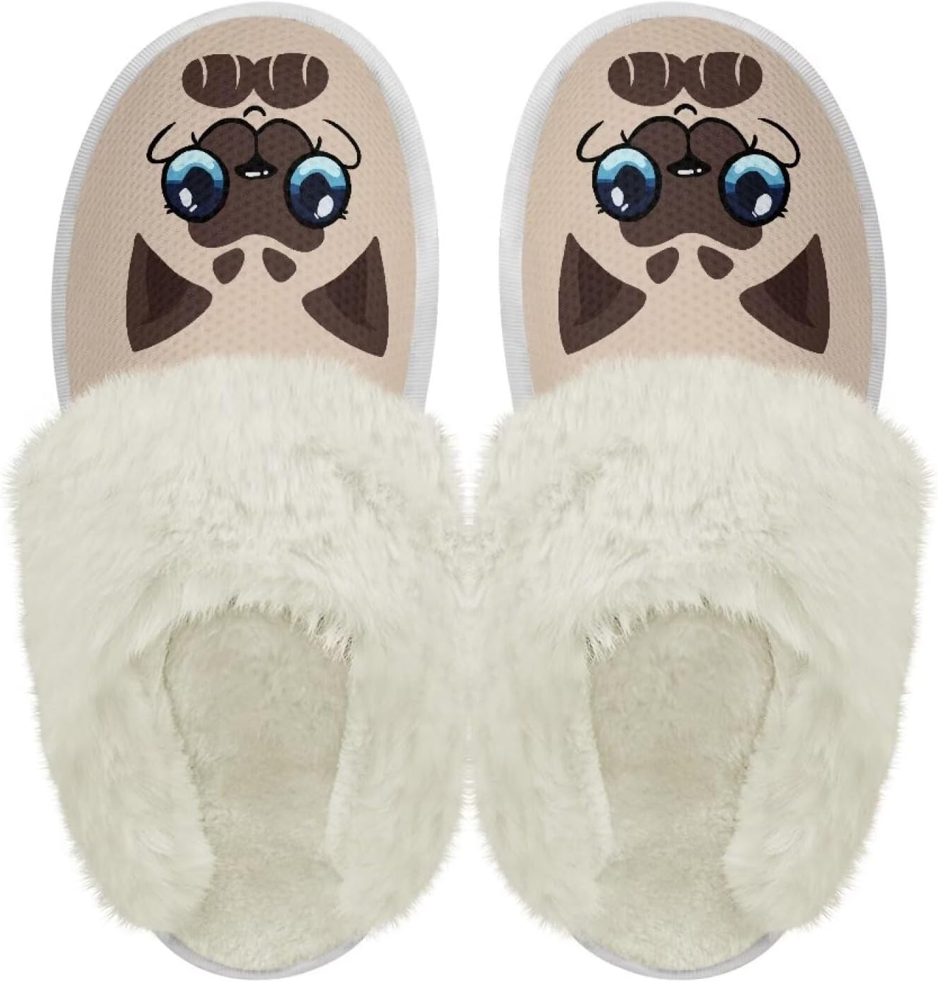 

Хлопковые тапочки PJHEQOXE с пушистыми краями, домашние тапочки для дома и улицы, хлопковые тапочки унисекс, Big Faced Cat