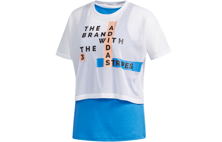 

Футболка женская синяя с белой надписью Adidas Neo