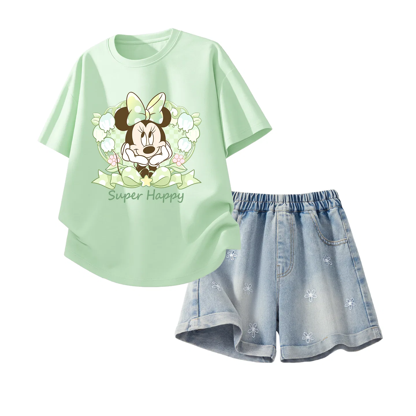 Спортивный костюм для детей Disney Casual Sportswear, молочно-зеленый и джинсовый синий