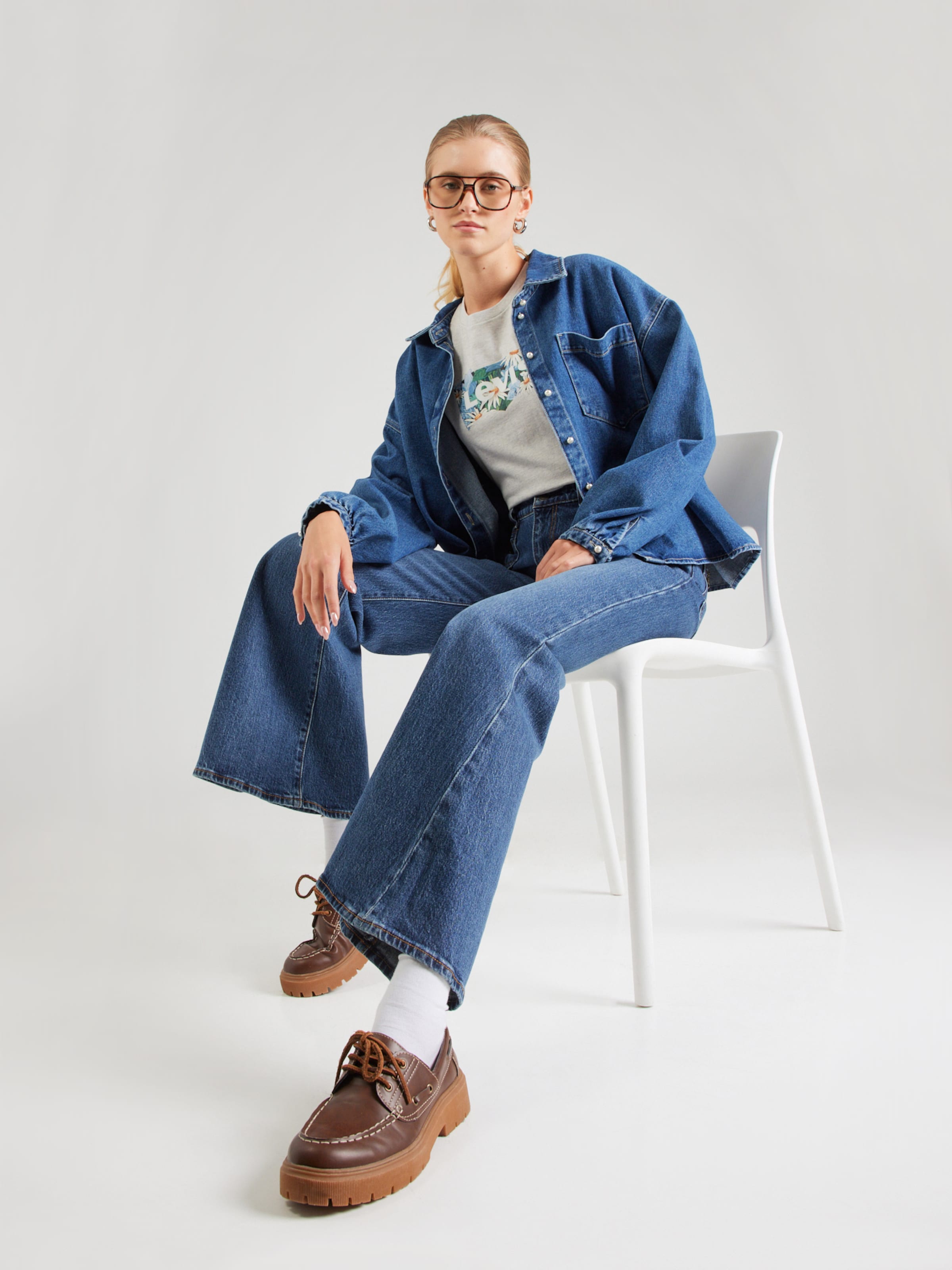 LEVI'S  Синие джинсы с расклешенным низом 'Ribcage Bell' — фото 3