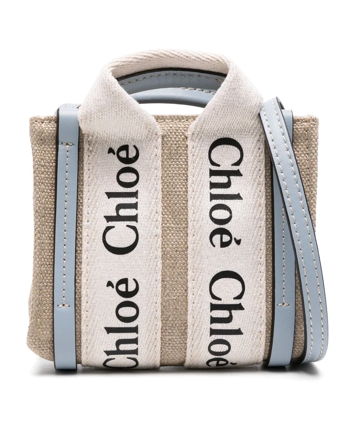 

Холщовая сумка с кожаными краями Chloé, белый