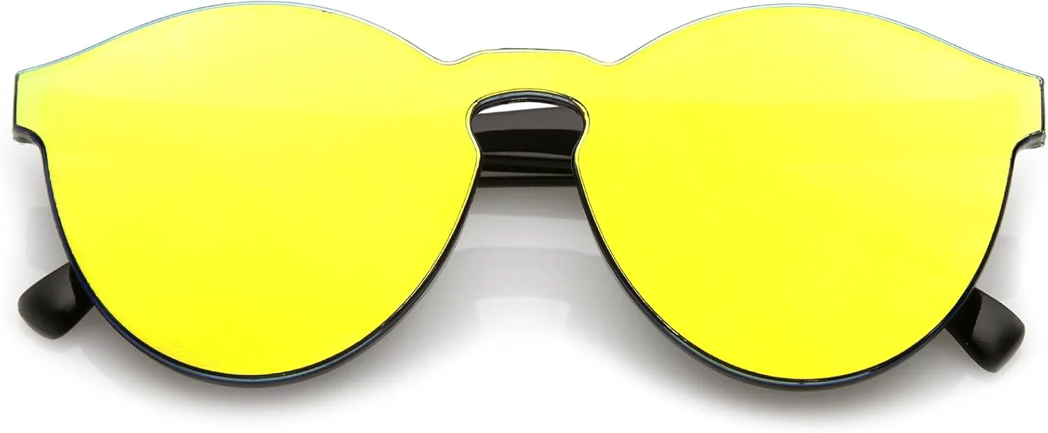 

zeroUV - Солнцезащитные очки без оправы с цельными поликарбонатными линзами, ультраярким цветным зеркальным покрытием, моноблочная конструкция, 60 мм, Yellow Mirror