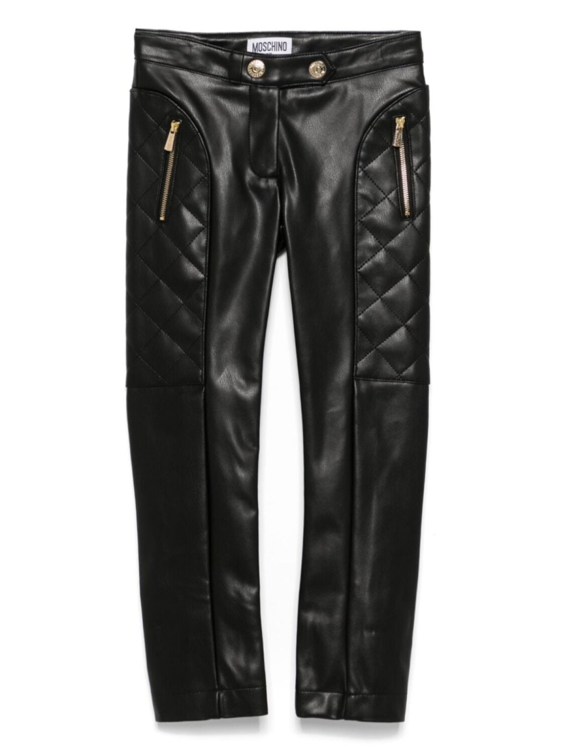 

Брюки из искусственной кожи Moschino Kids, черный