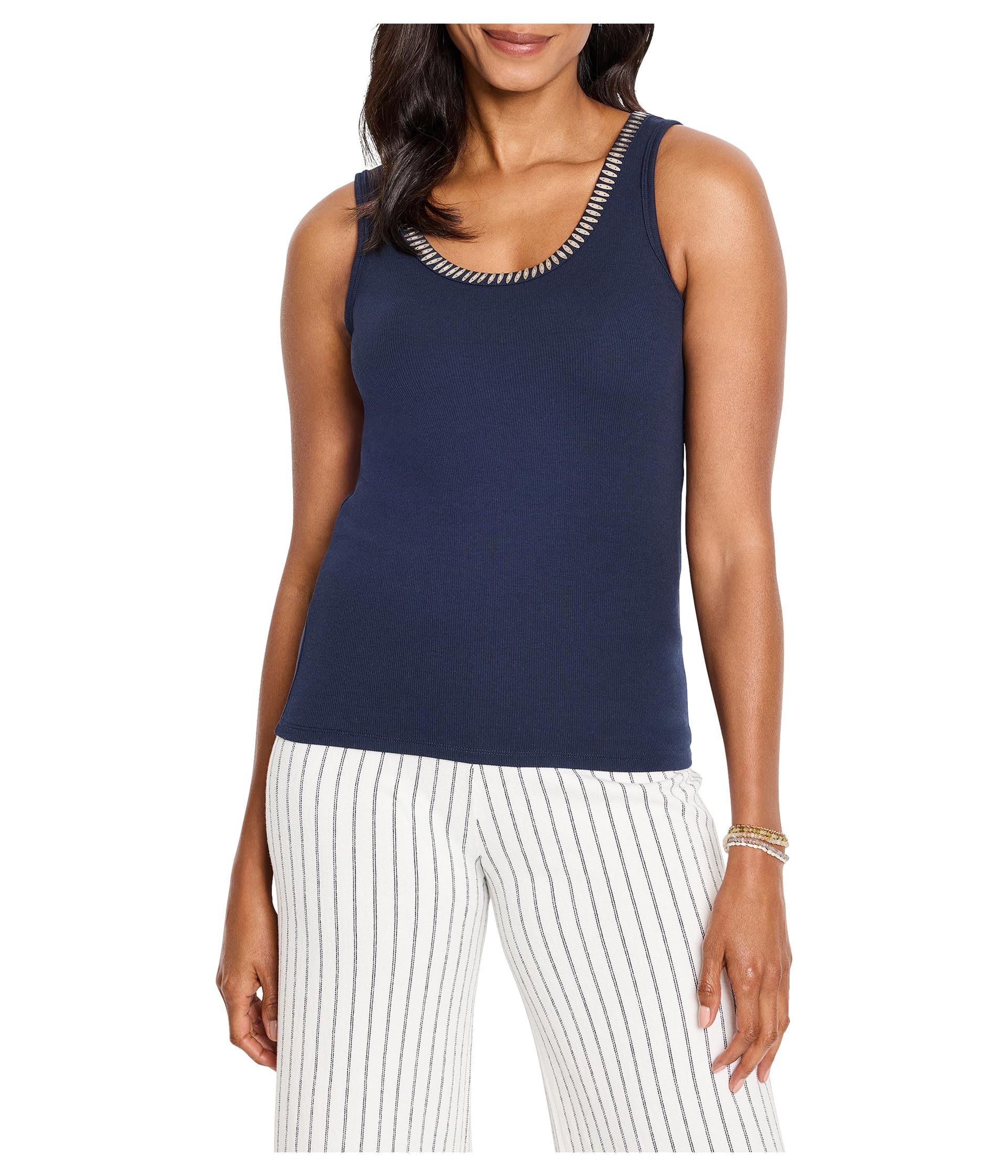 

Топ NIC+ZOE Shimmer Trimmed Tank, Dark Indigo