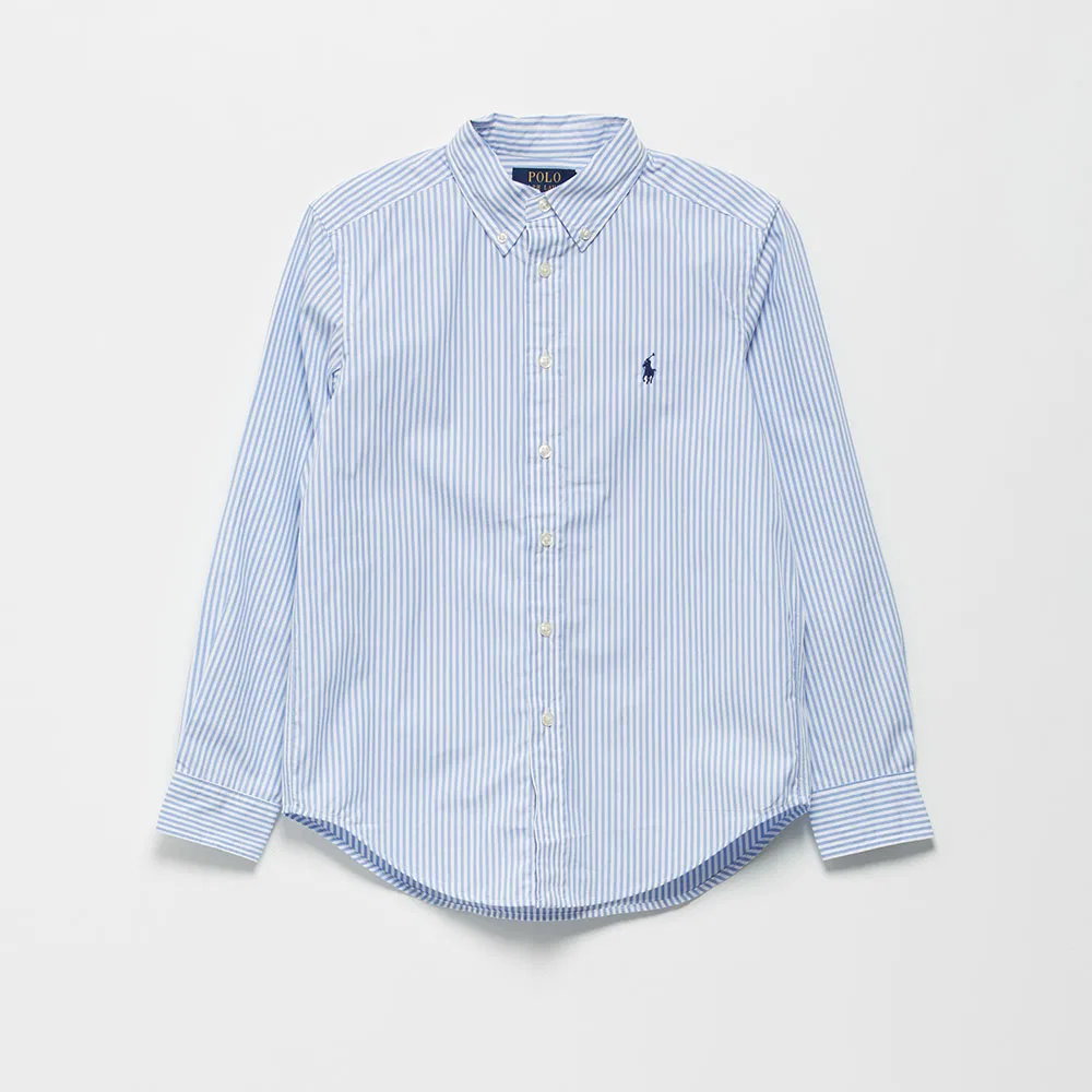 Детская рубашка в полоску из хлопкового поплина синяя от Polo Ralph Lauren Children