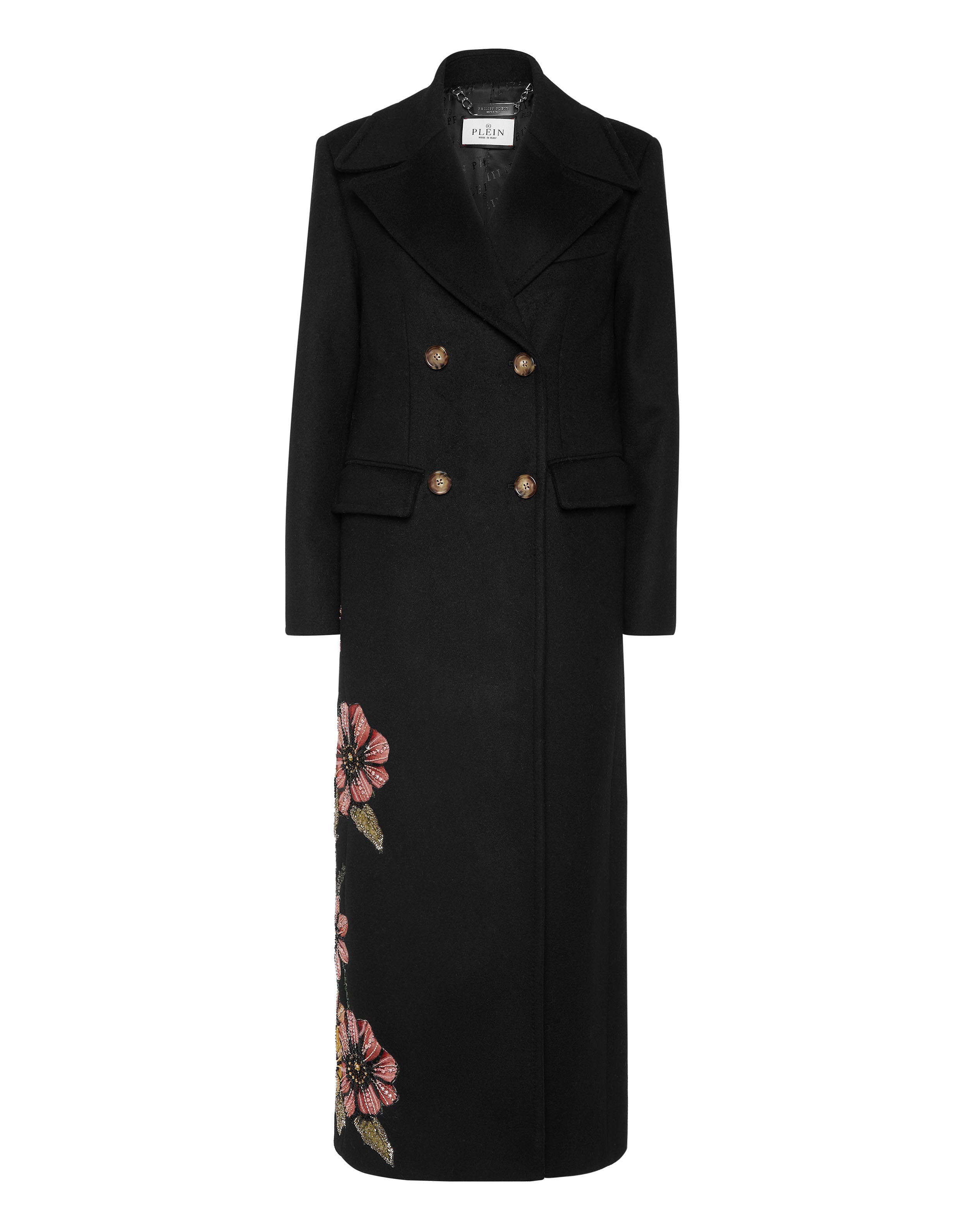 

Двубортное вышитое длинное пальто «Фея» Philipp Plein, черный
