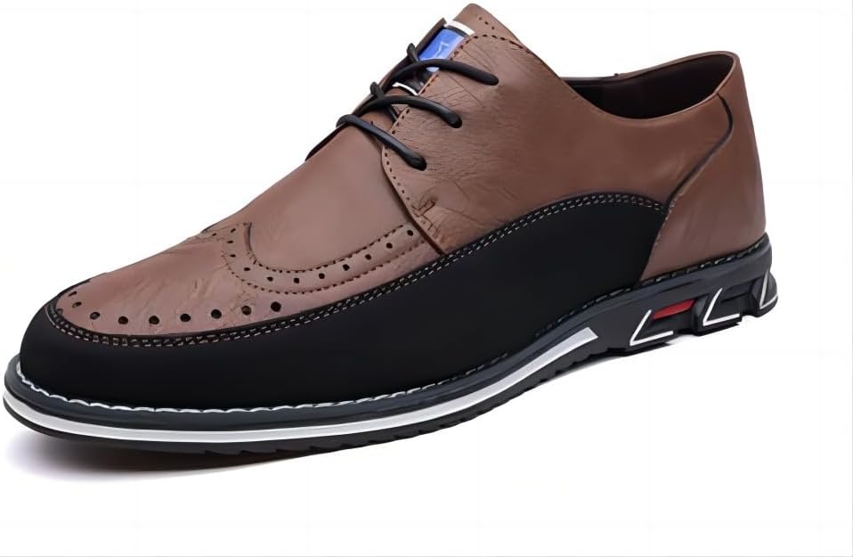 

Мужские повседневные оксфорды для бизнеса, модные кожаные туфли, комфортные для ходьбы, классические, с регулируемой посадкой Asifn, коричневый
