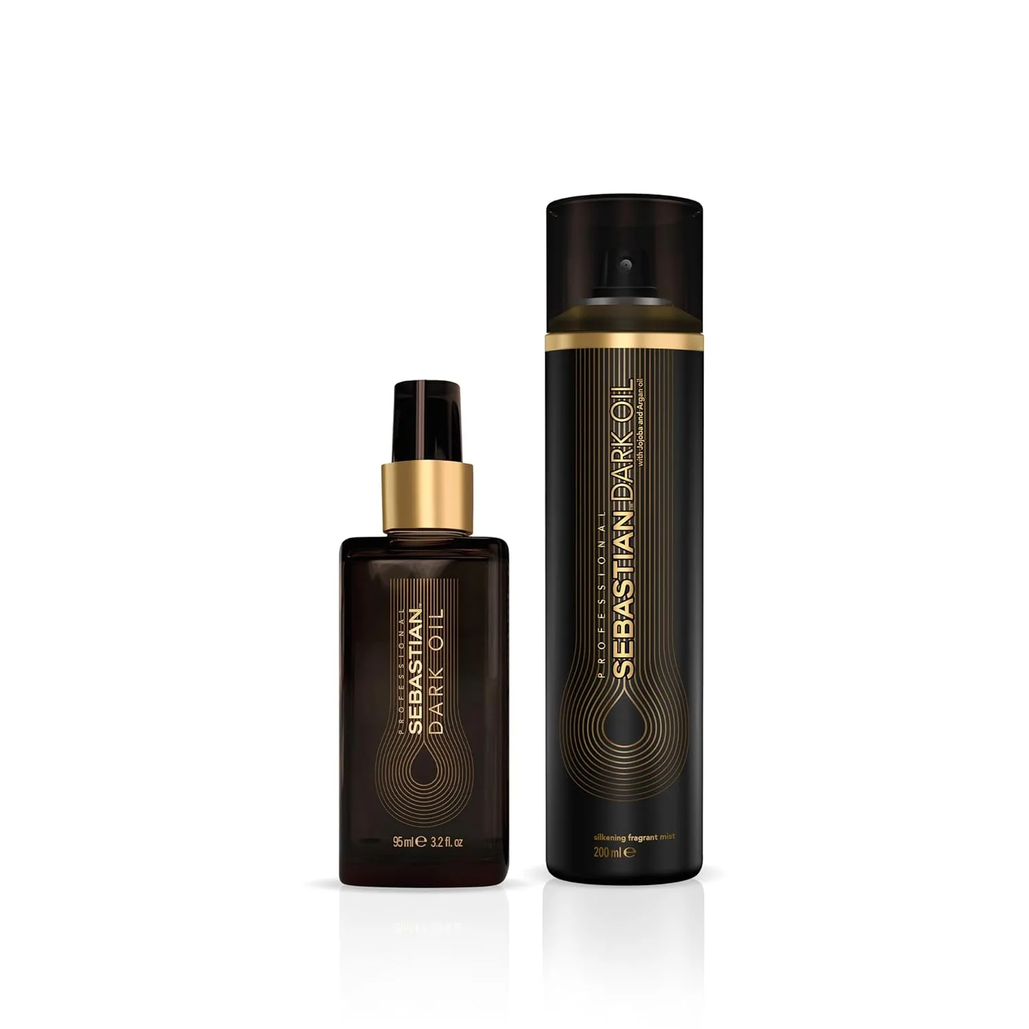 Легкое масло для укладки волос Sebastian Professional Dark Oil 3,2 жидких унции + шелковистый спрей 4,5 жидких унции | Питательная смесь натуральных масел для гладкости и блеска