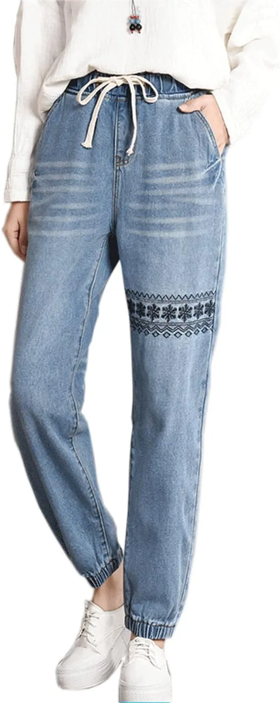 

Женские джинсы с принтом на шнурке COWOKA