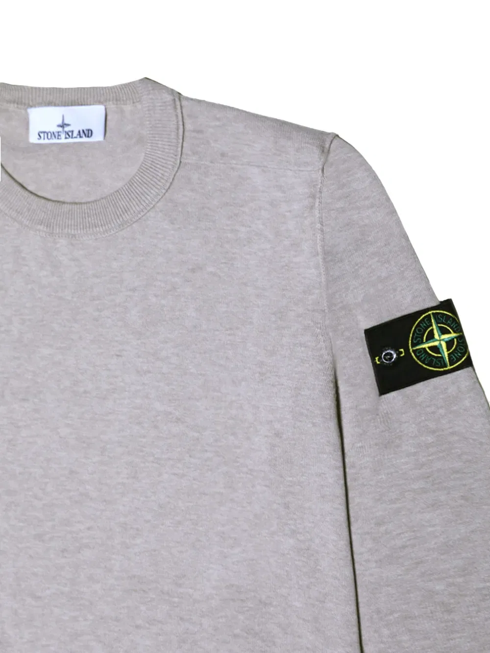 Свитер с круглым вырезом и нашивками Stone Island, серый — фото 3