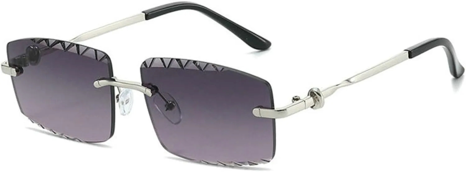 

Willochra Модные солнцезащитные очки без оправы квадратной формы с алмазной огранкой для мужчин и женщин, винтажные узкие солнцезащитные очки в стиле 90-х, C2