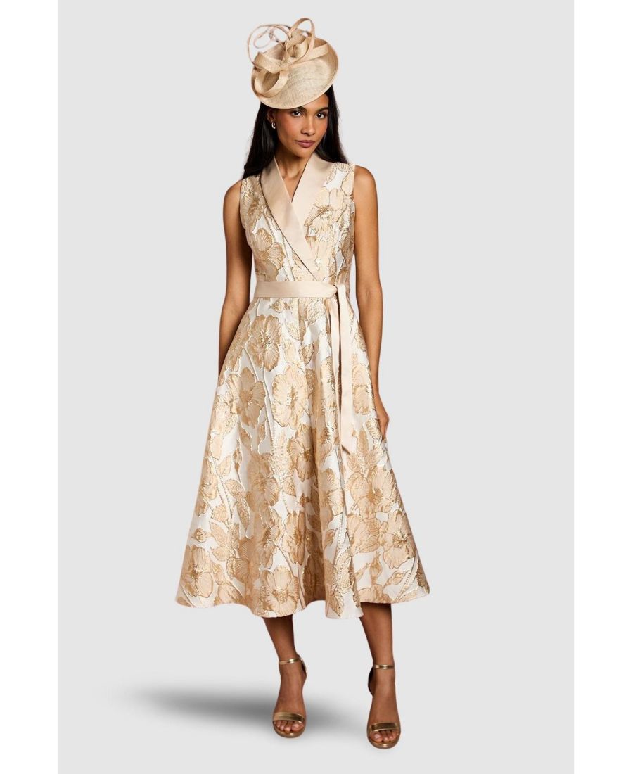 

Женское миди-платье без рукавов в стиле смокинга из жаккарда Coast, Champagne