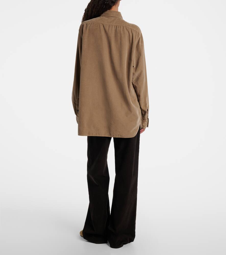 Силиконовая хлопковая рубашка из вельвета The Row, Beige — фото 3