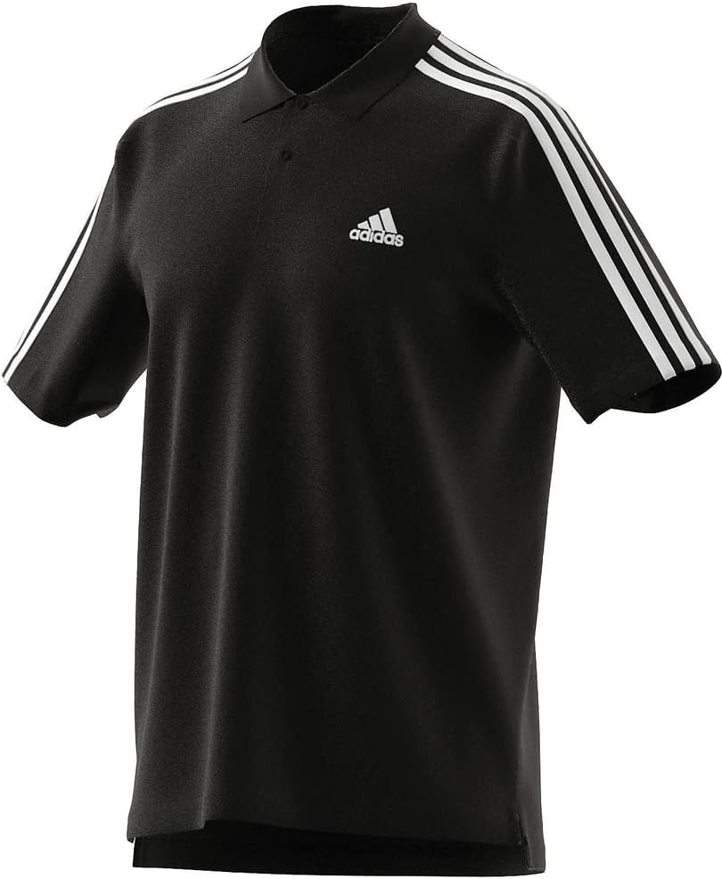 

Мужская рубашка-поло Essentials, пике, с небольшим вышитым логотипом и тремя полосками, ECR20 Adidas, черно-белый
