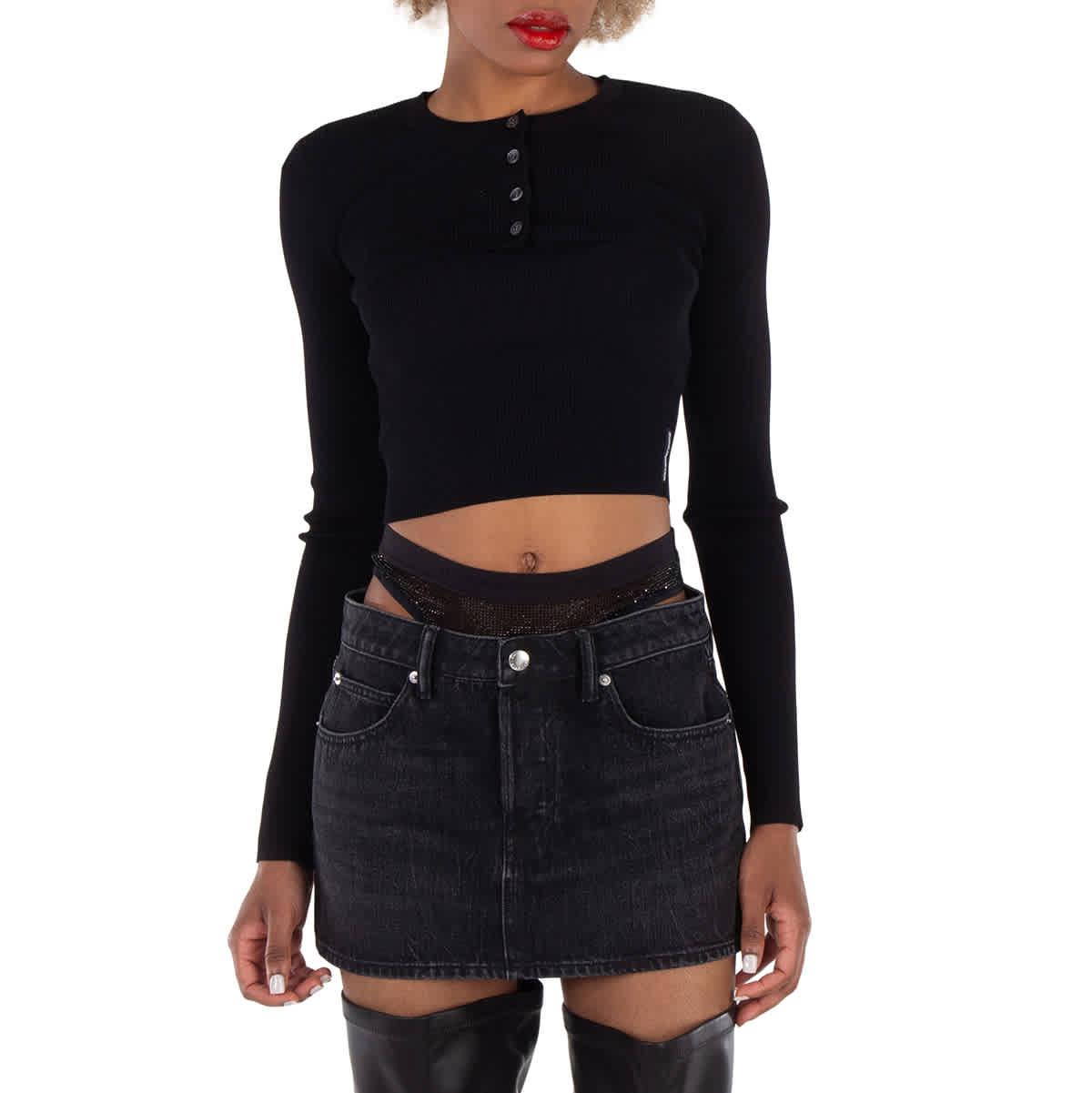 

Футболка T от Alexander Wang с ребристым двойным слоем T By Alexander Wang, черный