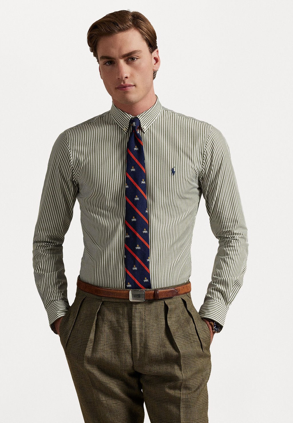 

Рубашка SLIM FIT STRIPED STRETCH POPLIN SHIRT Polo Ralph Lauren, оливковый