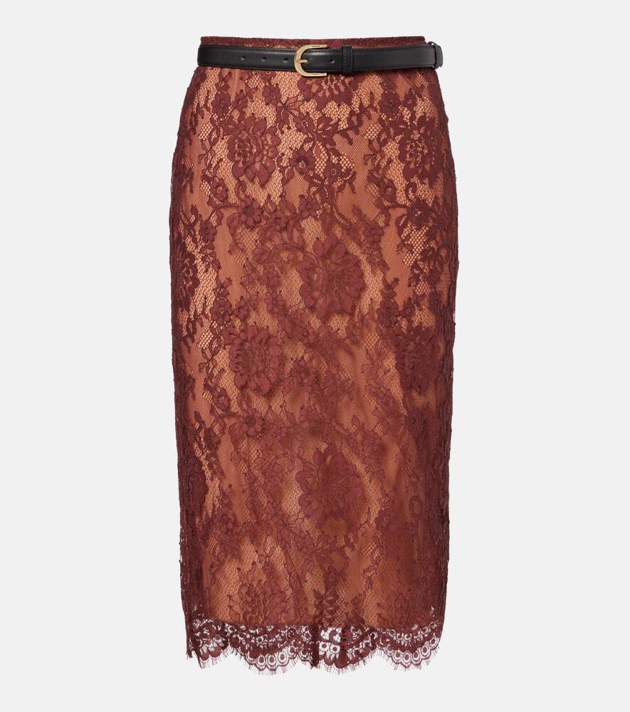 

Юбка миди с поясом из цветочного кружева Self-Portrait, Brown