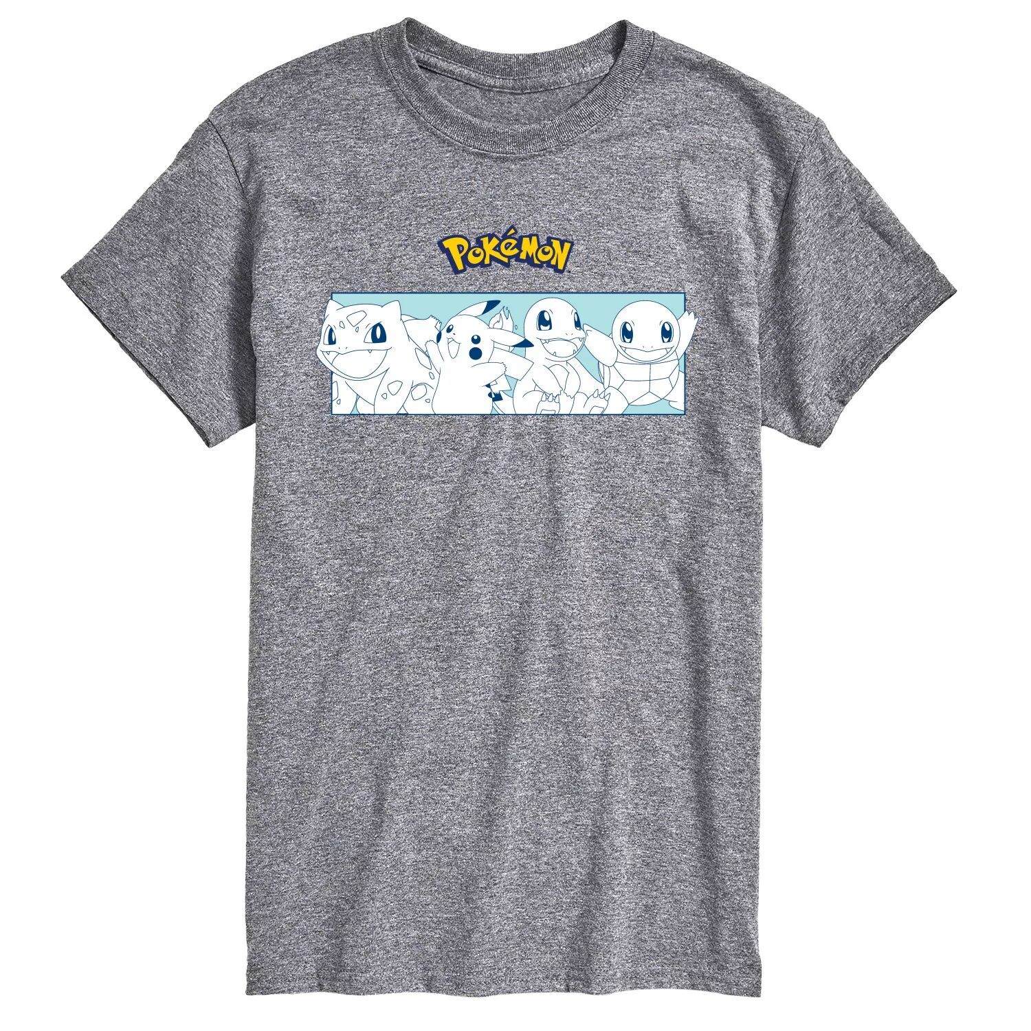 

Мужская футболка в полоску с рисунком Pokemon Starters Licensed Character