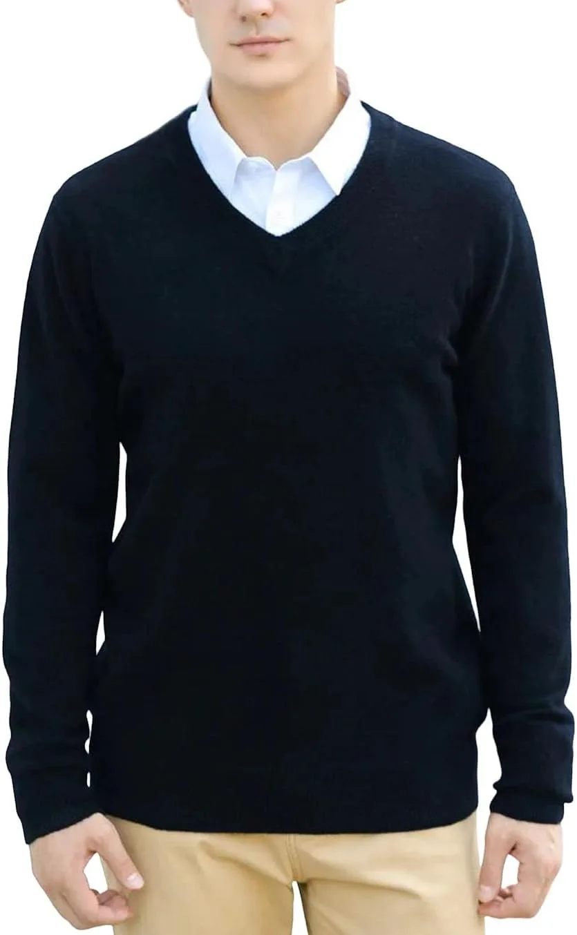 

Мужской шерстяной свитер с V-образным вырезом для осени и зимы