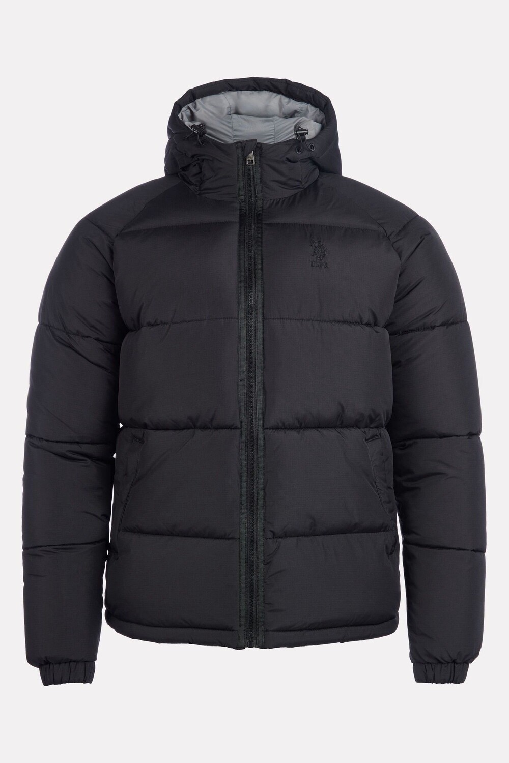 

Мужская куртка пуховик из рипстопа с капюшоном U.S. Polo Assn, черный