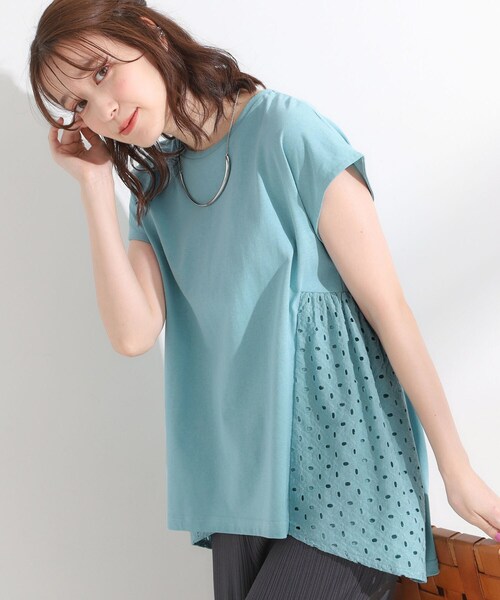 

Топ А-силуэта с кружевом, бренд SHOO・LA・RUE, зеленый