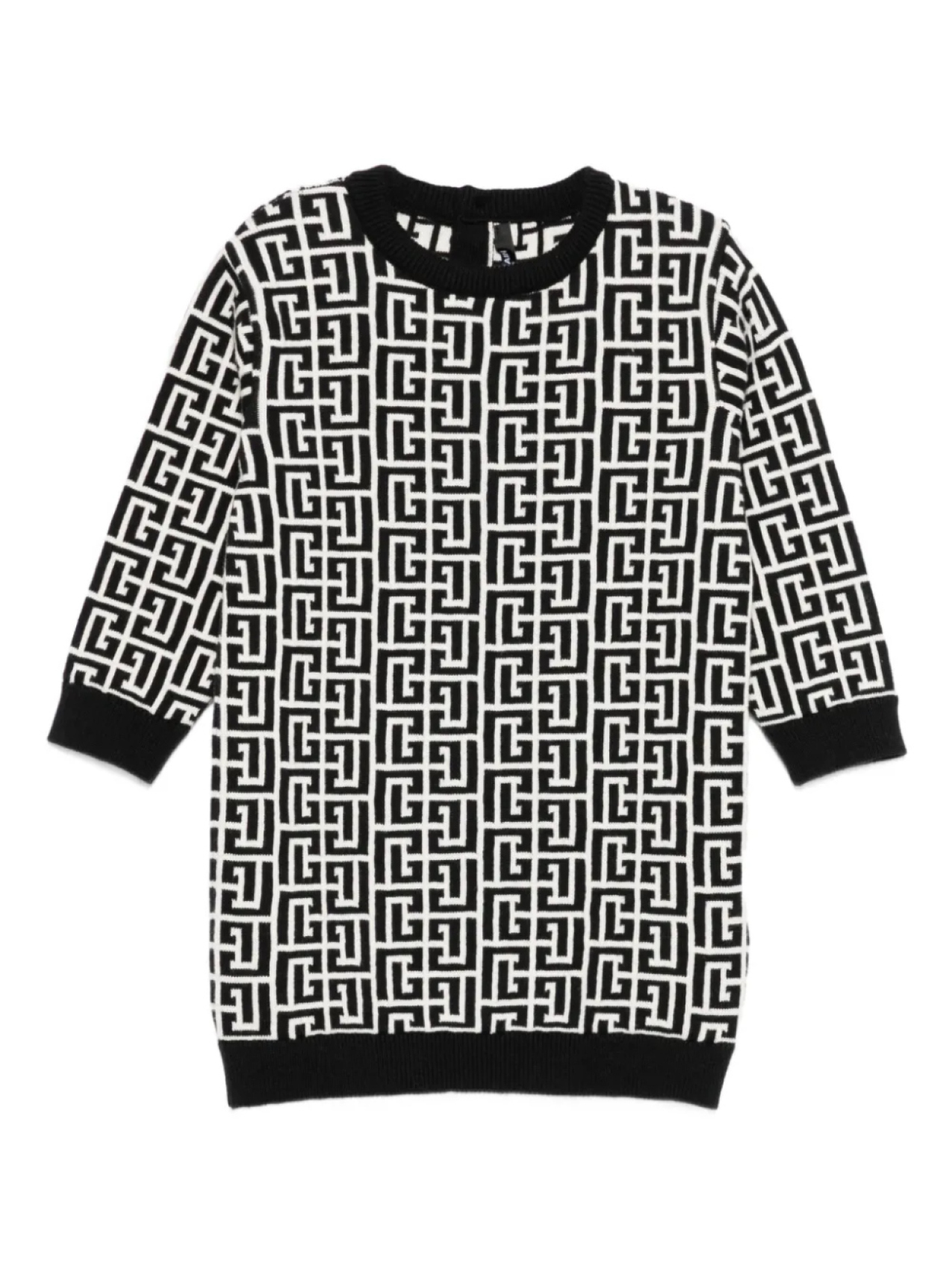 

Платье Balmain Kids с монограммным узором, черный