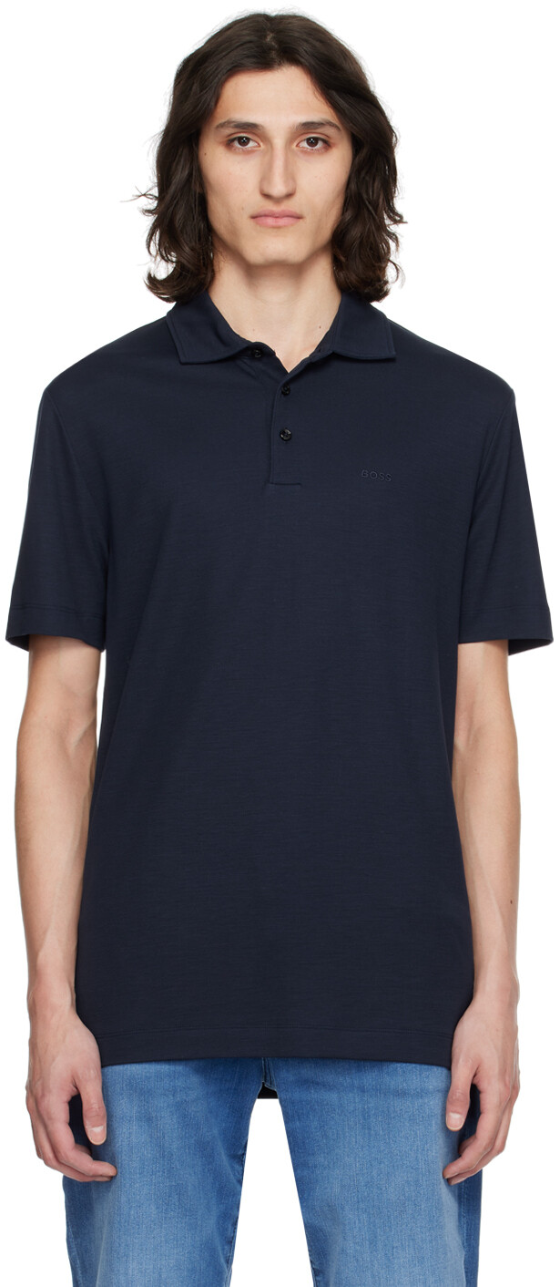 

Поло с синими пуговицами BOSS