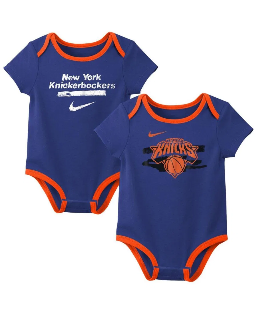 Комплект из двух синих боди для мальчиков и девочек с символикой New York Knicks Courtside Premier Nike