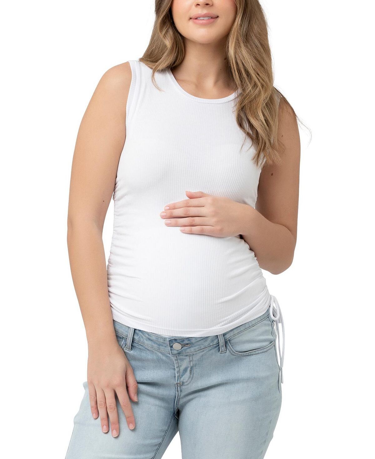

Майка в рубчик со сборками для беременных Jodie Ripe Maternity, белый