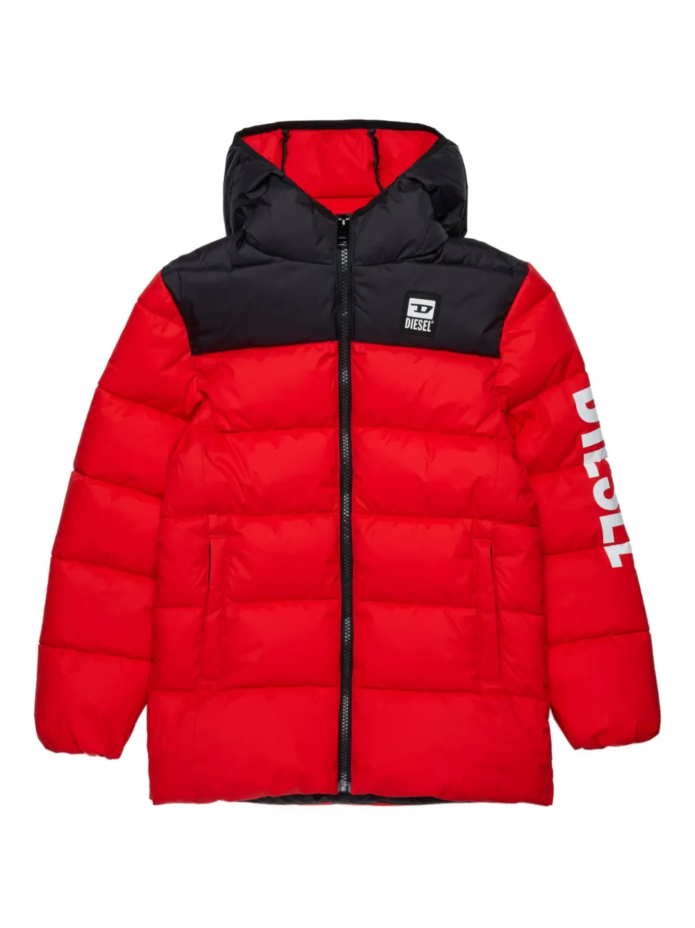 

Пуховик с капюшоном Diesel Kids, красный